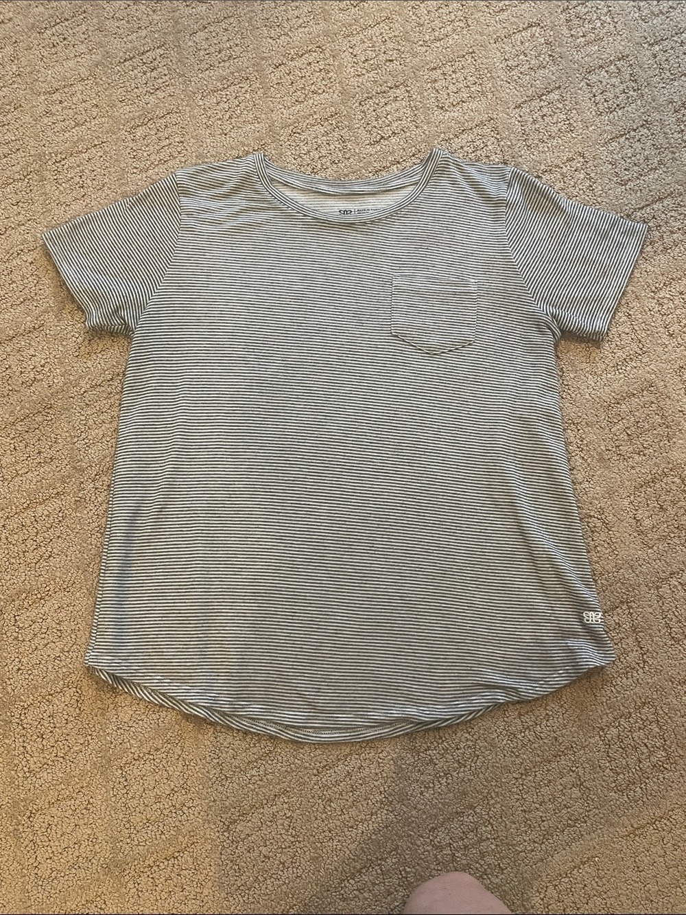 Albion Striped Short-Sleeve Pocket Tee - Gray & White